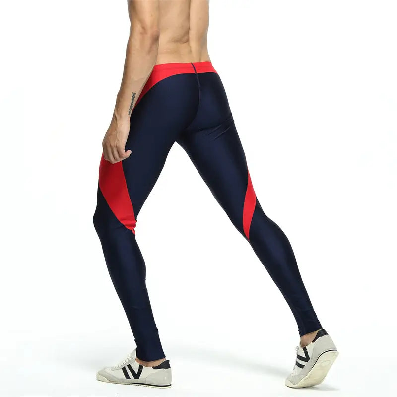 Men's Compression Leggings - Sporty Shiny Tights for Fitness and Swimming