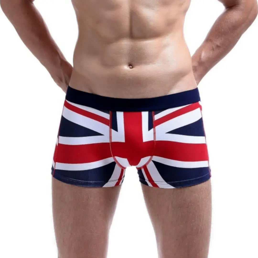 Seobean Men's Low-Rise Boxer Shorts with National England Flag Print