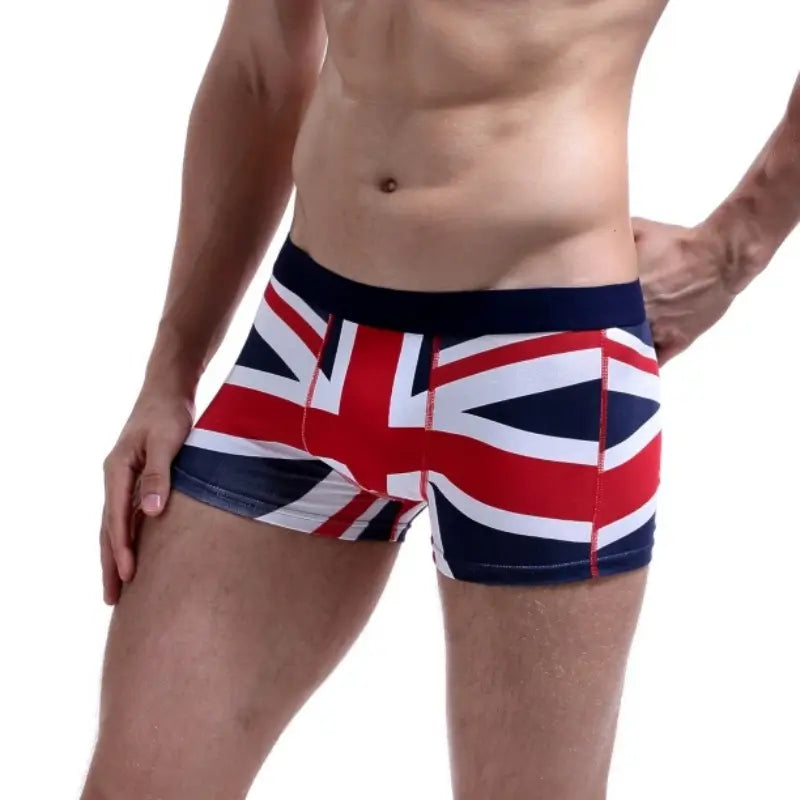 Seobean Herren-Boxershorts mit niedriger Taille und Aufdruck der englischen Nationalflagge