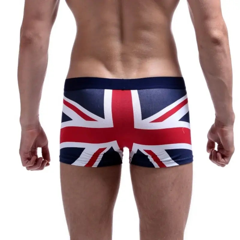 Seobean Men's Low-Rise Boxer Shorts with National England Flag Print