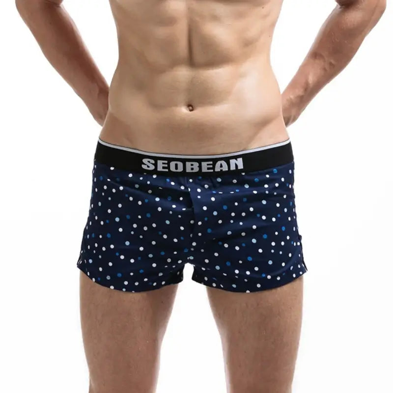 Calzoncillos tipo bóxer de algodón para hombre de Seobean, lencería de lunares