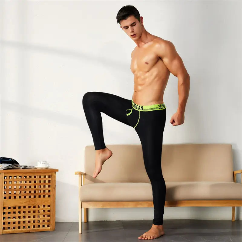 Seobean Men's Thermal Long Johns - Low Rise Cotton Spandex Underwear