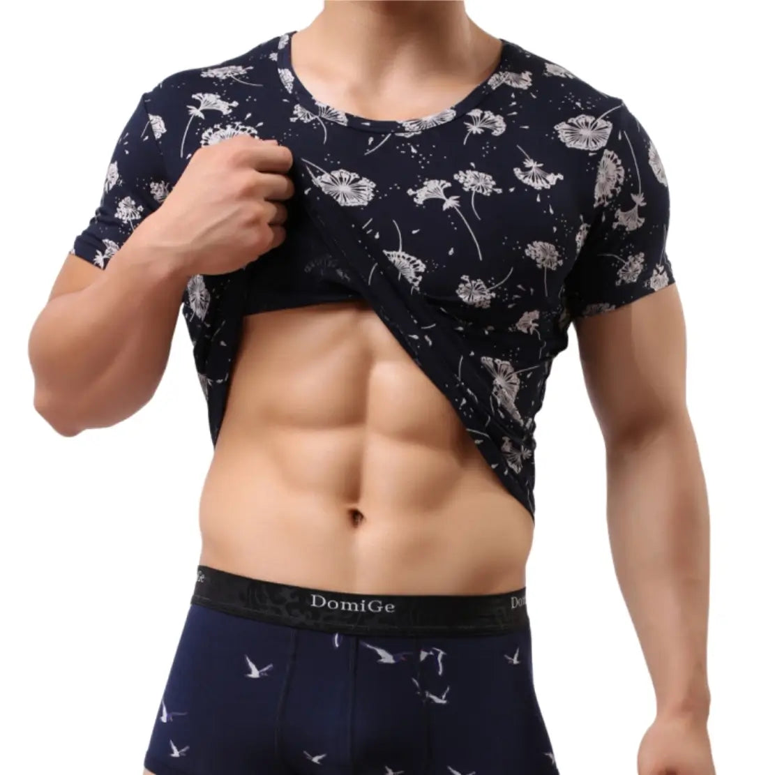 Camiseta interior de manga corta con cuello redondo y modal para hombre de DomiGe