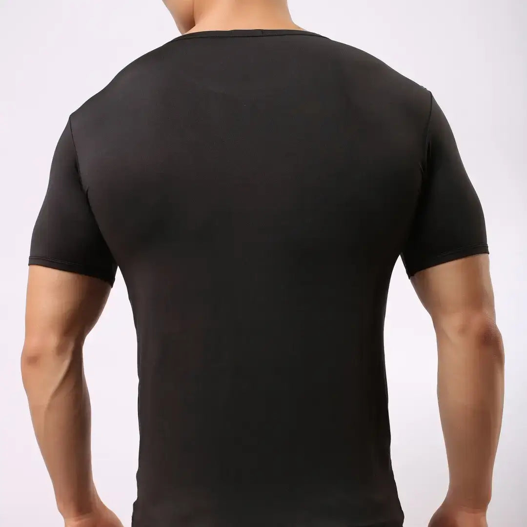 Camiseta interior clásica de cuello redondo y corte elástico para hombre de DomiGe