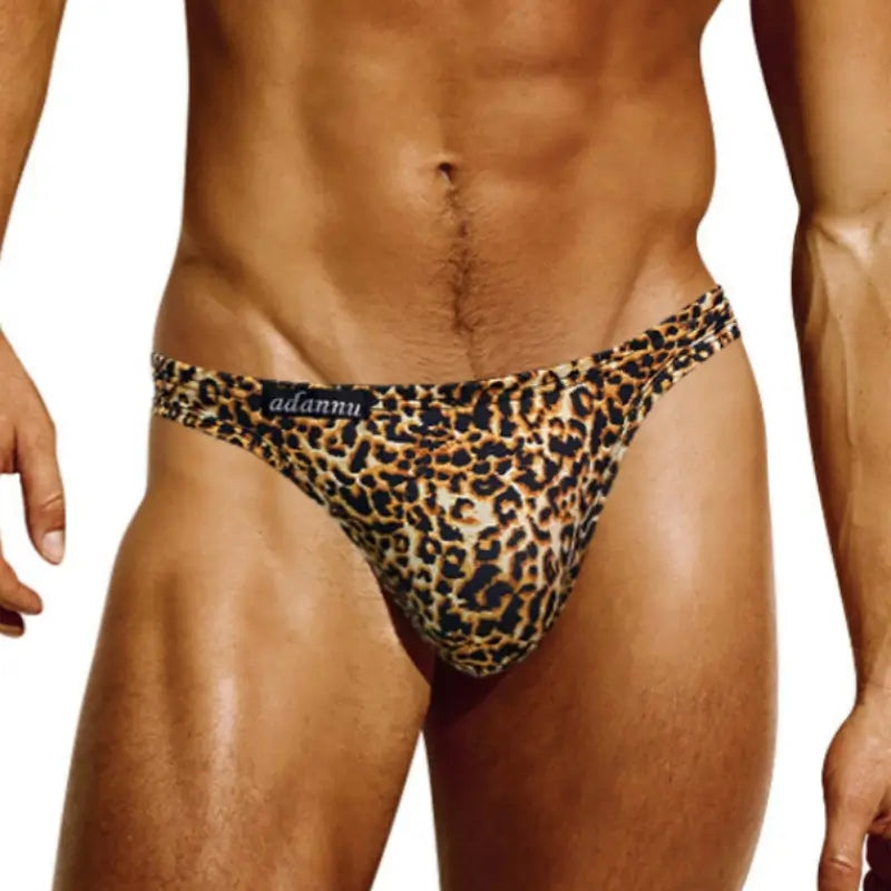 Adannu Men's Leopard Print Pouch Briefs - Low-Rise, Underwear for Men