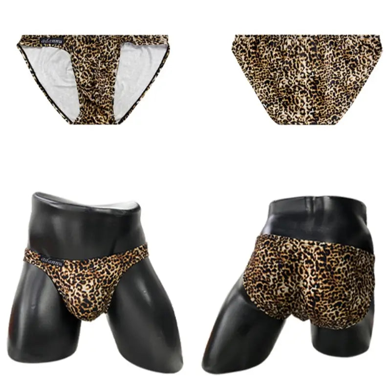 Adannu Men's Leopard Print Pouch Briefs - Low-Rise, Underwear for Men