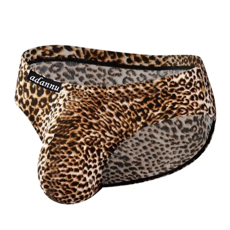 Adannu Men's Leopard Print Pouch Briefs - Low-Rise, Underwear for Men