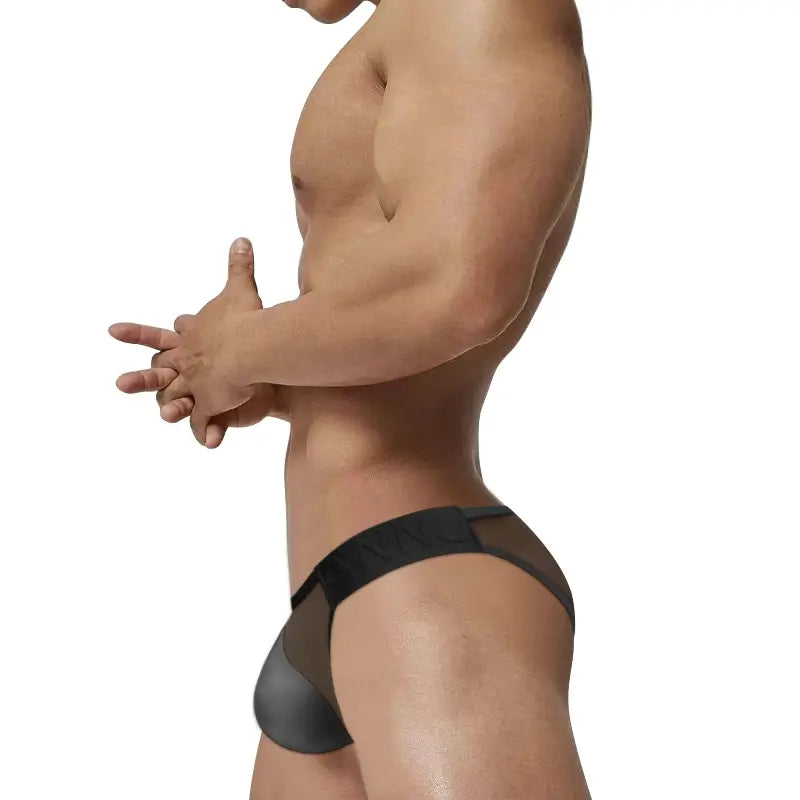 Adannu Men's Sexy Mesh Briefs with Enhanced Pouch