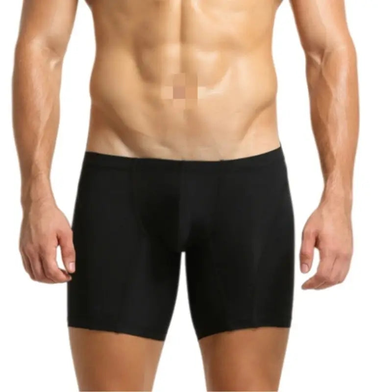 Seobean Men's Low Rise Long Boxer Briefs, Nylon Spandex Blend with Elastic Waistband