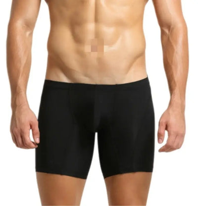 Seobean Men's Low Rise Long Boxer Briefs, Nylon Spandex Blend with Elastic Waistband