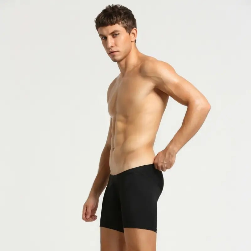 Seobean Men's Low Rise Long Boxer Briefs, Nylon Spandex Blend with Elastic Waistband