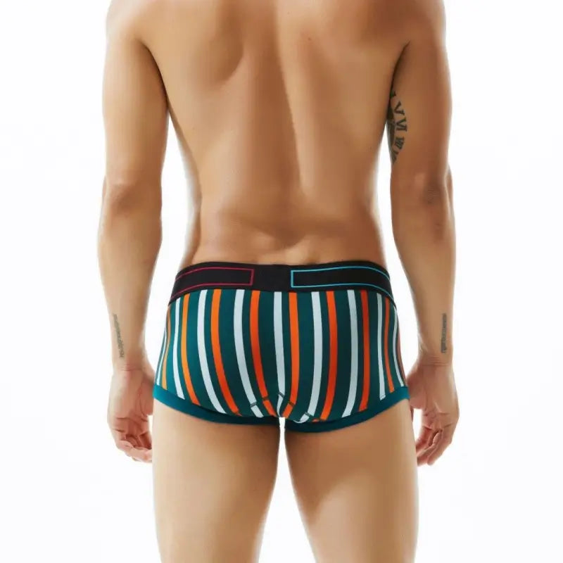 Seobean Men's Low Rise Stripe Boxer Briefs Cotton Stretch Trunk Underwear