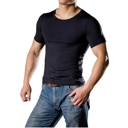 Dominik Men's High-Stretch Short Sleeve Round Neck Undershirt