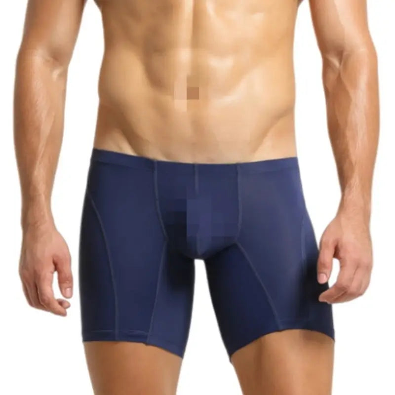 Seobean Men's Low Rise Long Boxer Briefs, Nylon Spandex Blend with Elastic Waistband