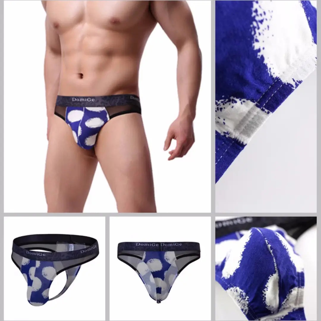 DomiGe Men's Modal Thongs Mesh Briefs Sexy Bikini Underwear