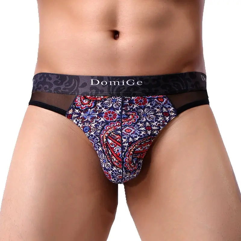 DomiGe Men's Modal Thongs Mesh Briefs Sexy Bikini Underwear