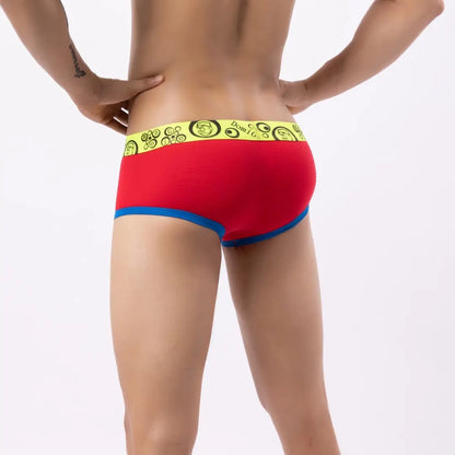 DomiGe Men's Low Rise Trunks - Unique Fluorescent Waistband with Logo