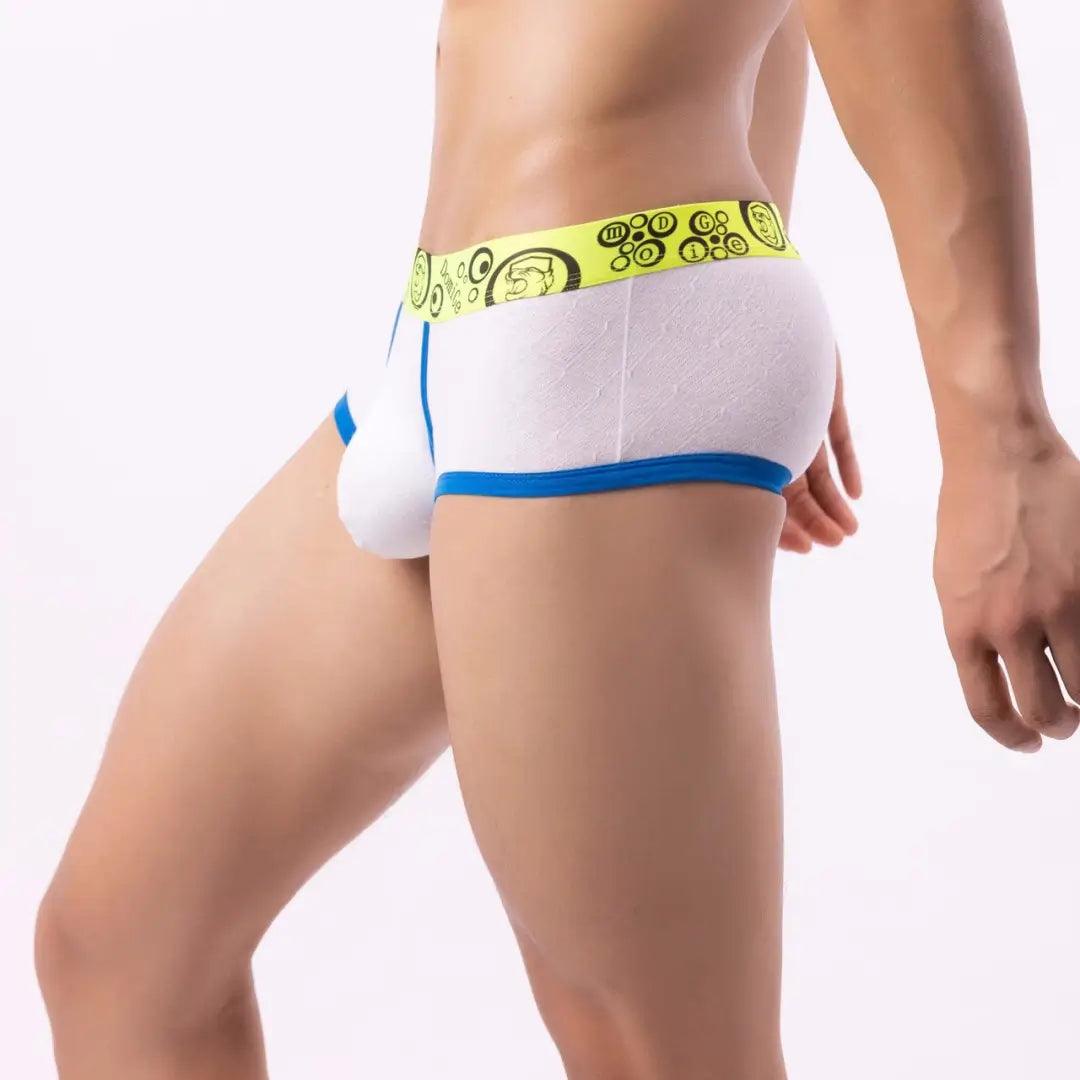 DomiGe Men's Low Rise Trunks - Unique Fluorescent Waistband with Logo