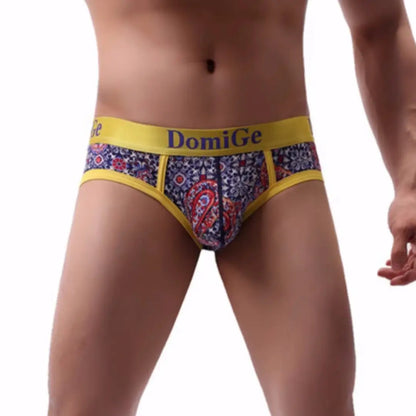 Ropa interior masculina DomiGe, calzoncillos con estampado de cachemira roja para hombre