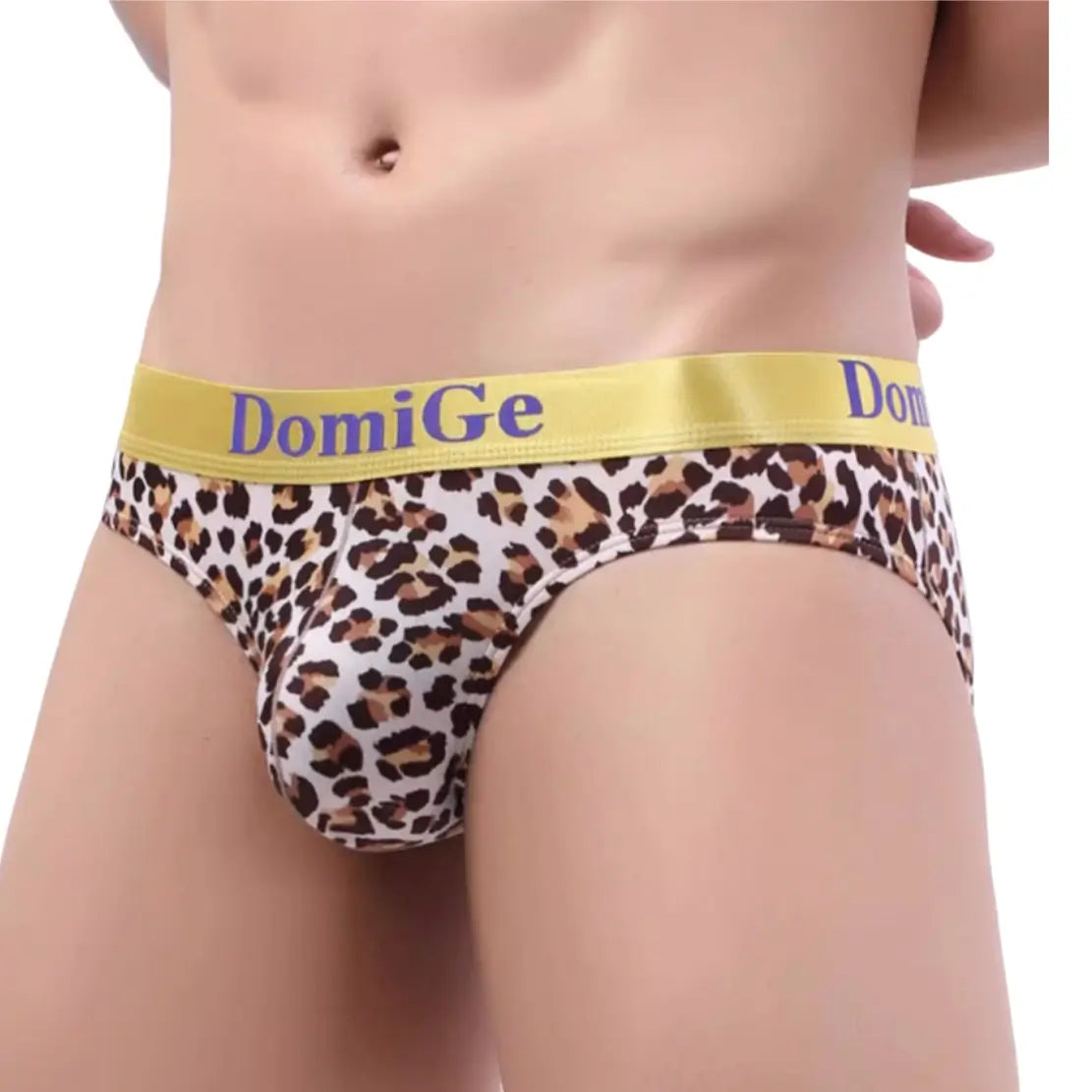 Calzoncillos tipo bikini con estampado de leopardo amarillo para hombre de DomiGe