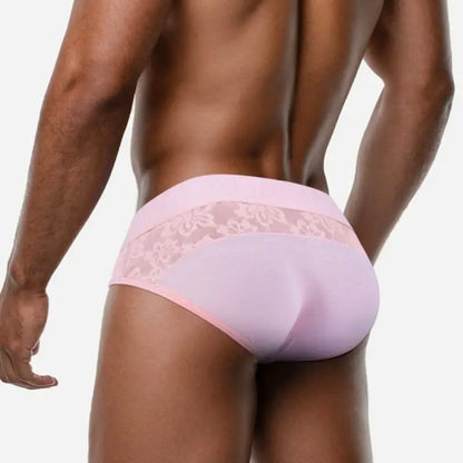 Adannu Men's Lace Brief – 95% Modal Floral Panel AD408