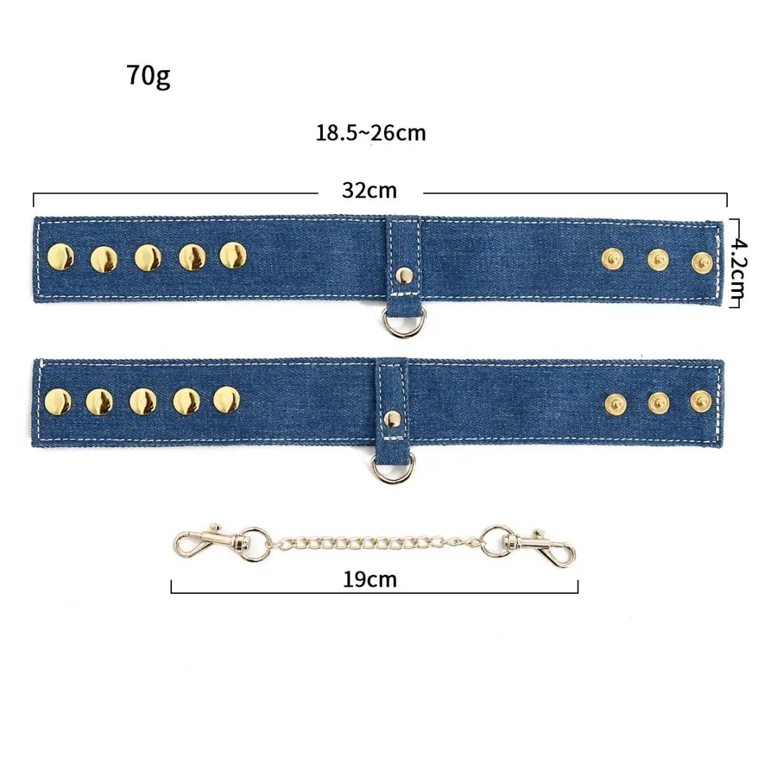 Denim Blue 6-Piece BDSM Kit — Bondage Set for Couples