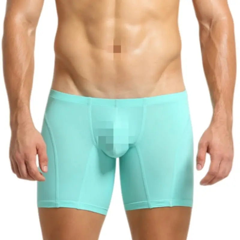 Seobean Men's Low Rise Long Boxer Briefs, Nylon Spandex Blend with Elastic Waistband