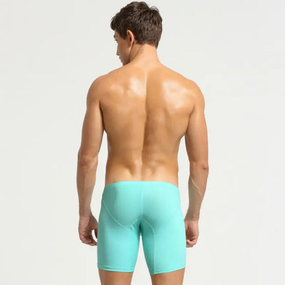 Seobean Men's Low Rise Long Boxer Briefs, Nylon Spandex Blend with Elastic Waistband