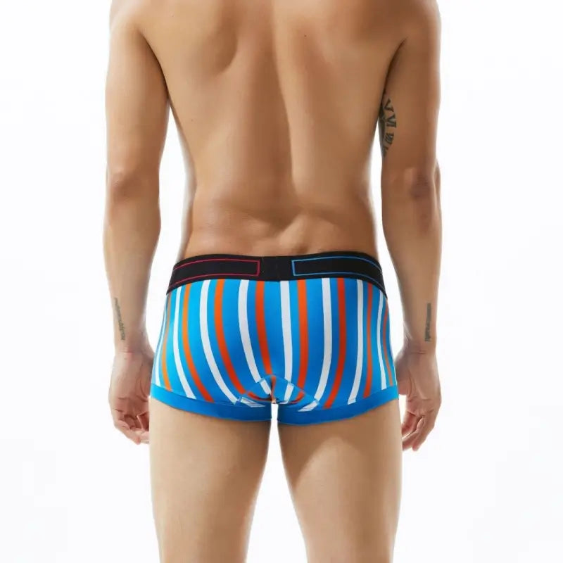 Seobean Men's Low Rise Stripe Boxer Briefs Cotton Stretch Trunk Underwear
