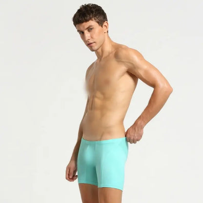 Seobean Men's Low Rise Long Boxer Briefs, Nylon Spandex Blend with Elastic Waistband