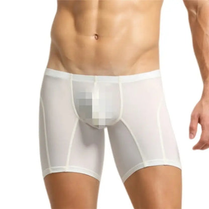 Seobean Men's Low Rise Long Boxer Briefs, Nylon Spandex Blend with Elastic Waistband