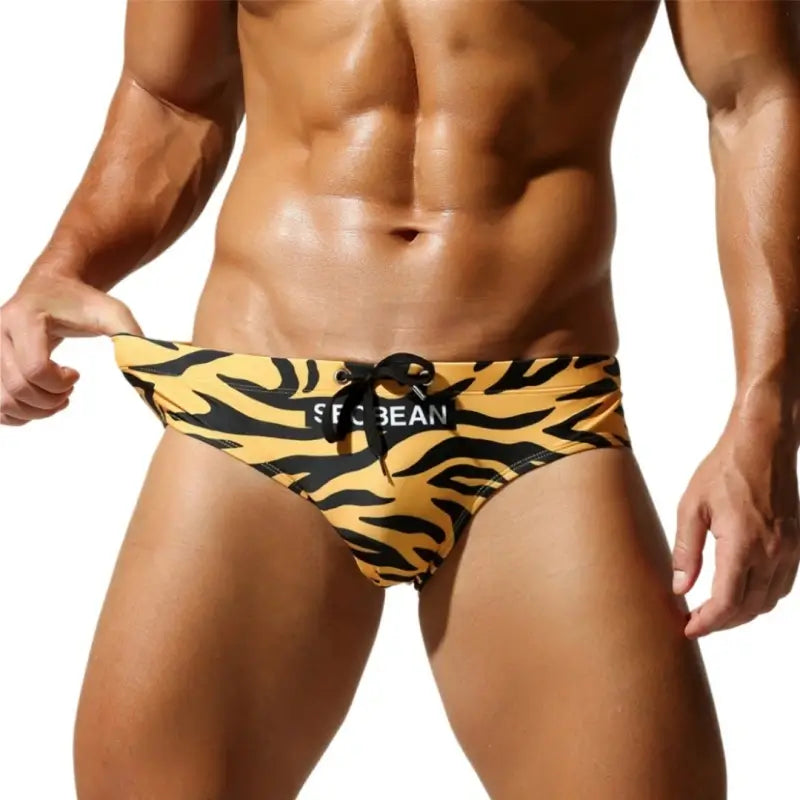 Seobean Wild Instinct Animal Print Swim Briefs for Men