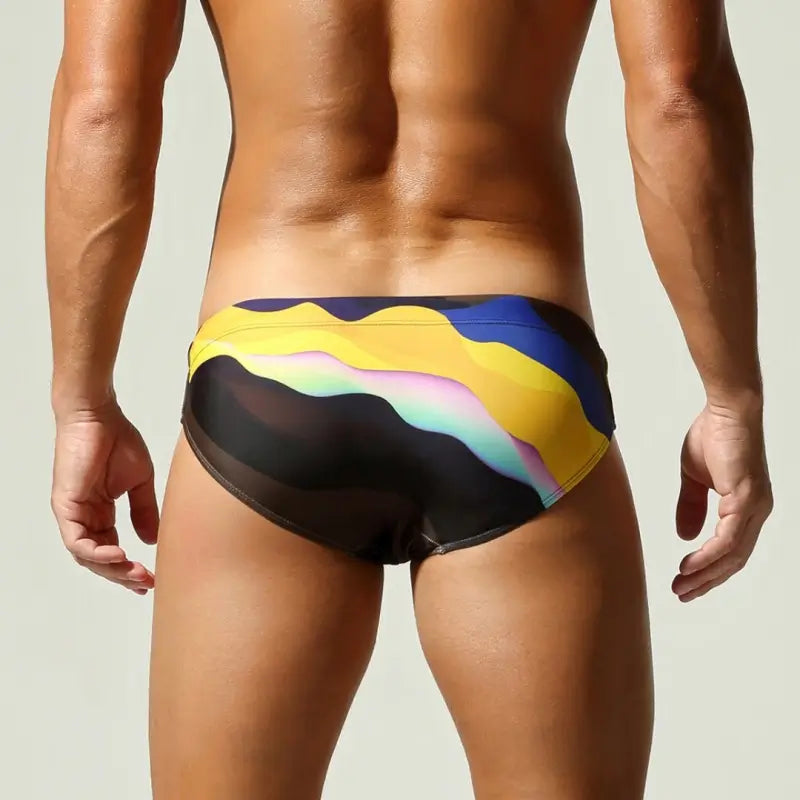 Wave Motion Low-Rise Swim Briefs Yellow Rear View Model