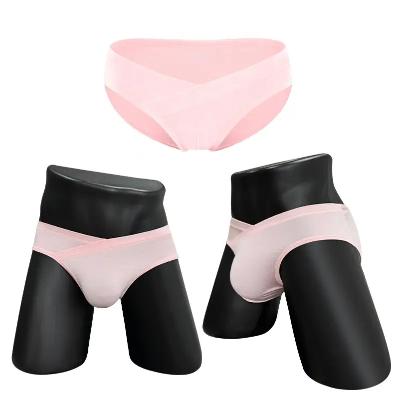 Pink low rise modal briefs on mannequin - Adannu AD323