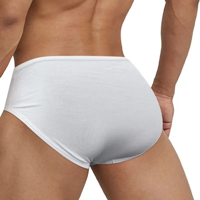 White modal briefs rear view showing V-front - Adannu AD323