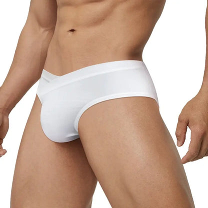 White waistband-free briefs side view on model - Adannu AD323