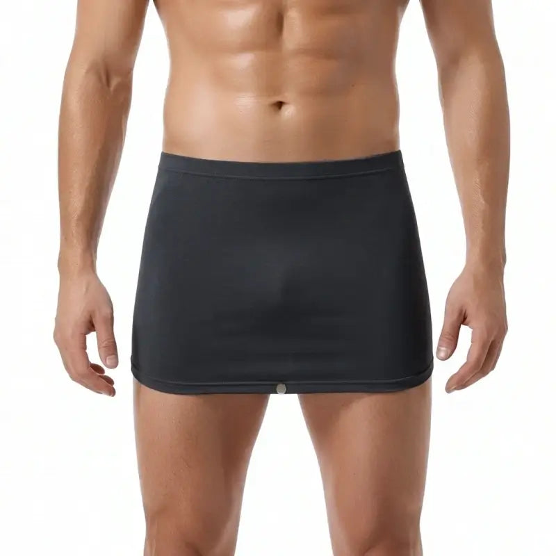 Gray mens modal sleep skirt front view on model - Adannu AD421