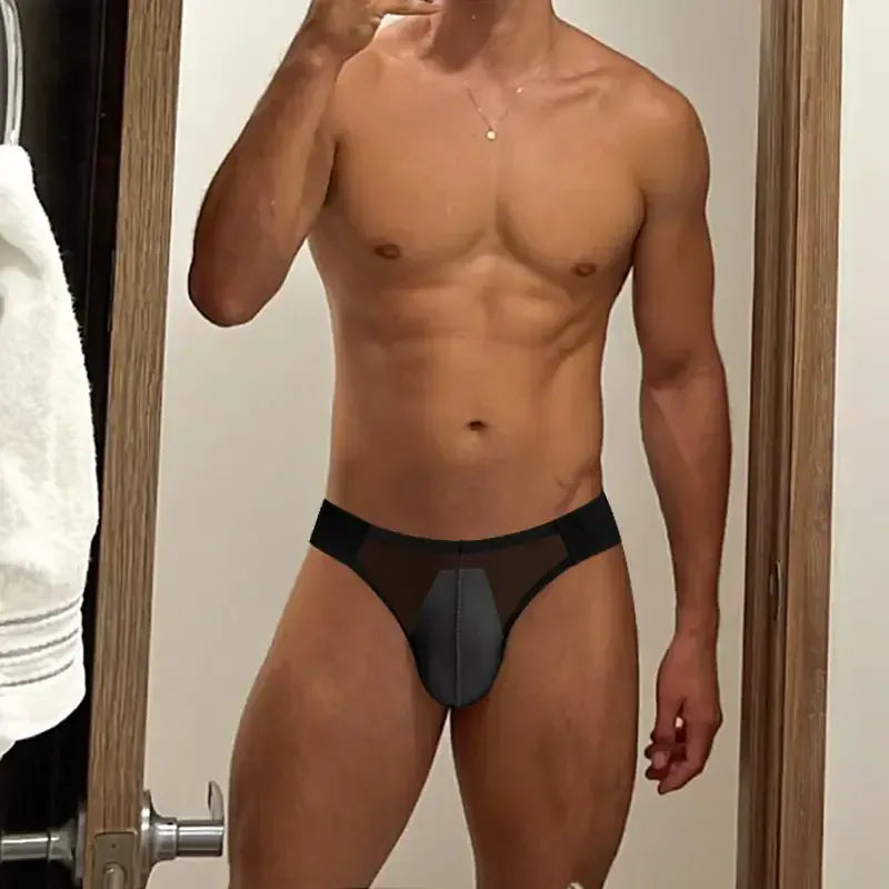 Adannu Adannu Men's Sexy Mesh Briefs with Enhanced Pouch