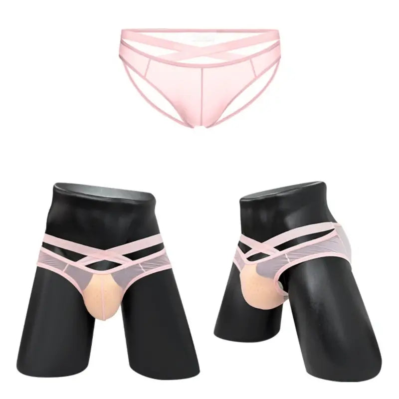 Adannu Briefs Men's Cross Strap Sheer Brief - U-Pouch Mesh Underwear AD322