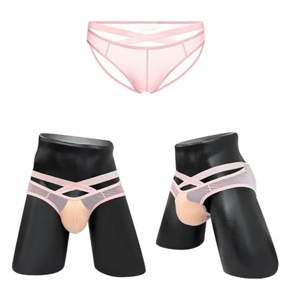 Adannu Briefs Men's Cross Strap Sheer Brief - U-Pouch Mesh Underwear AD322
