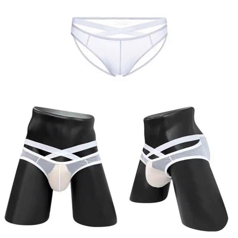 Adannu Briefs Men's Cross Strap Sheer Brief - U-Pouch Mesh Underwear AD322