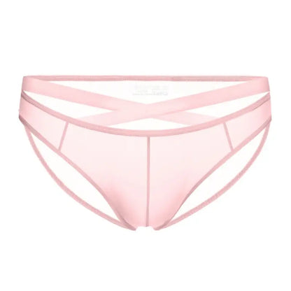 Adannu Briefs Men's Cross Strap Sheer Brief - U-Pouch Mesh Underwear AD322