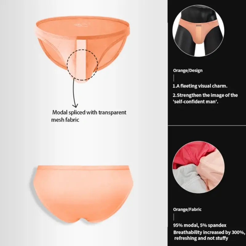 Adannu Briefs Men's Mesh Splice Modal Mesh Brief