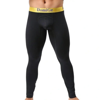 Black men's modal long johns front — thermal underwear by DomiGe	