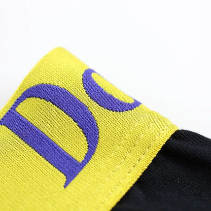 Black modal long johns waistband — gold elastic blue logo	