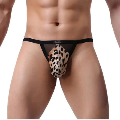 Breathable Men's T-Back Thong with Transparent Mesh and Logo Waistband - DomiGe International - His Inwear