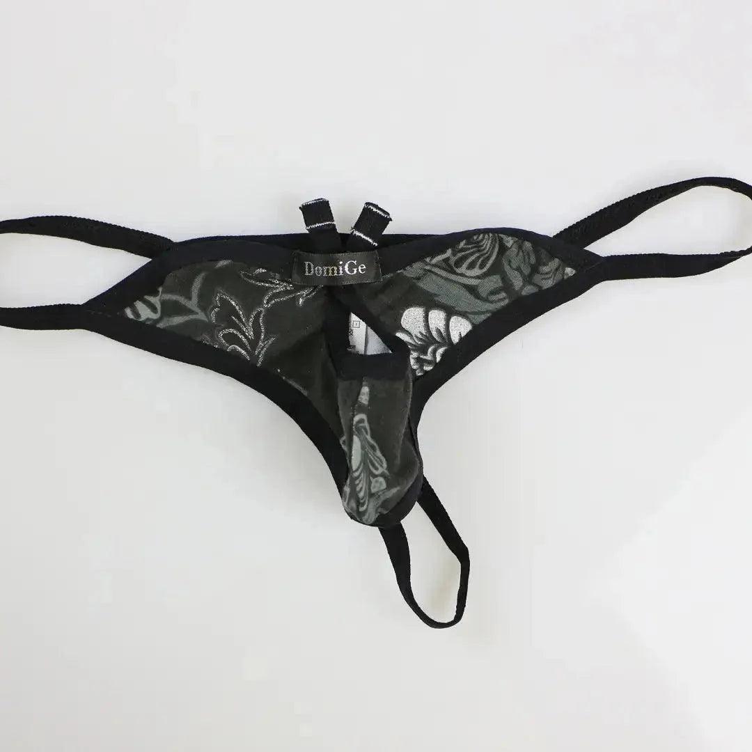 Charming Butterfly Antenna Male G-String Thong with Front Opening and Minimal Back Coverage - His Inwear