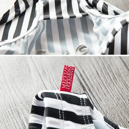 Desmiit DESMIIT Men's Swim Trunks Low Waist Vertical Striped Beach Shorts