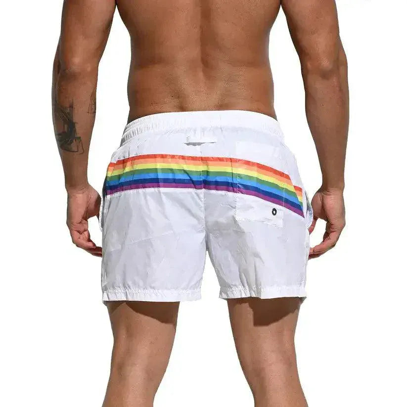 Desmiit Men's Board Shorts Pride Rainbow Beach Short for Men with Pockets