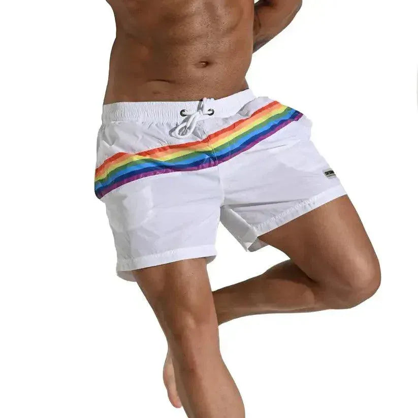 Desmiit Men's Board Shorts Pride Rainbow Beach Short for Men with Pockets